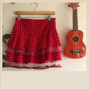 Betsey Johnson cute red pokadot tiered skirt